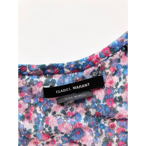 ISABEL MARANT Orion Blue Pink Floral Silk Georgette Mini Tunic Dress, Size 36/XS - Picture 14 of 16